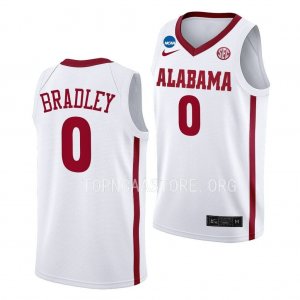 Men's Alabama Crimson Tide #0 Jaden Bradley 2023 March Madness NCAA White College Basketball Jersey 2403HMNR1